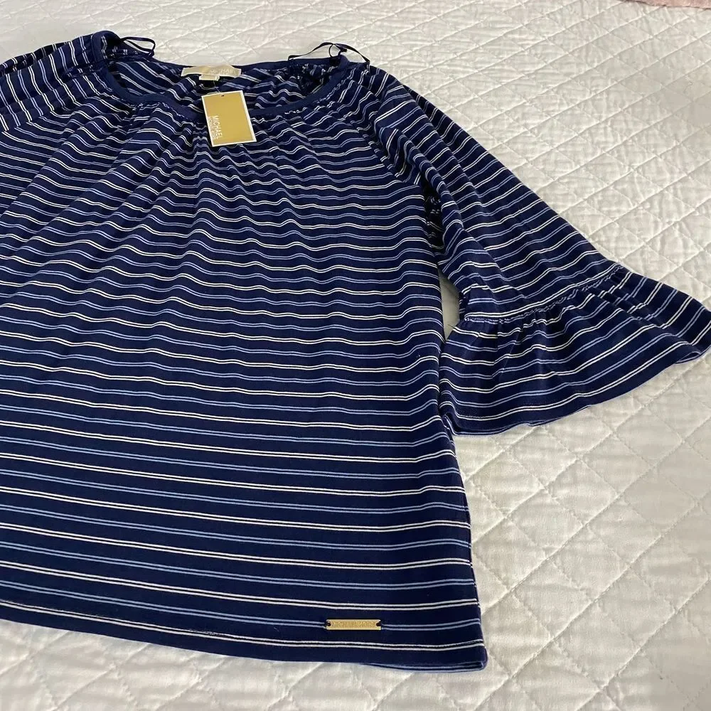 𝅺nwt Michael Kors Medium True Navy Stripe